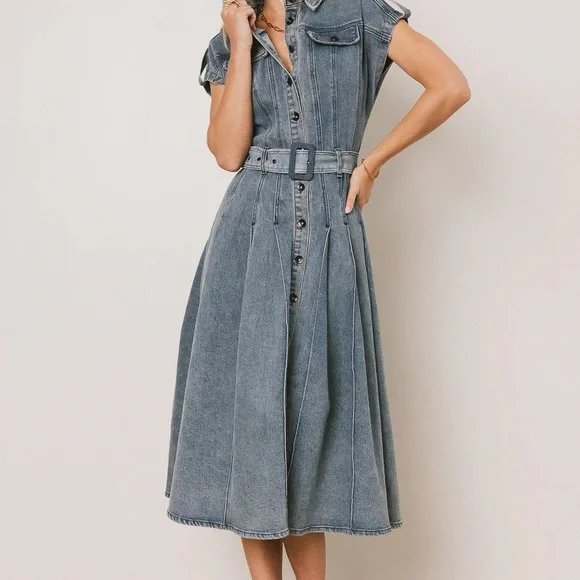 Walter Denim Midi Dress button down - Picture 6 of 8